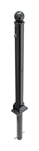 Schake Absperr-Stilpfosten Serie 474B Ø 76 mm, umlegbar, selbsteinrastende Verriegelung zum Einbetonieren, Profilzylinderschloss, 474UZHB