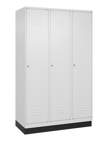 C+P Umkleidespind Classic PLUS, Sockel, 3 Abteile, 1950x1200x500mm, 9016/9016, Zylinderschlösser, 080020-32 S10029