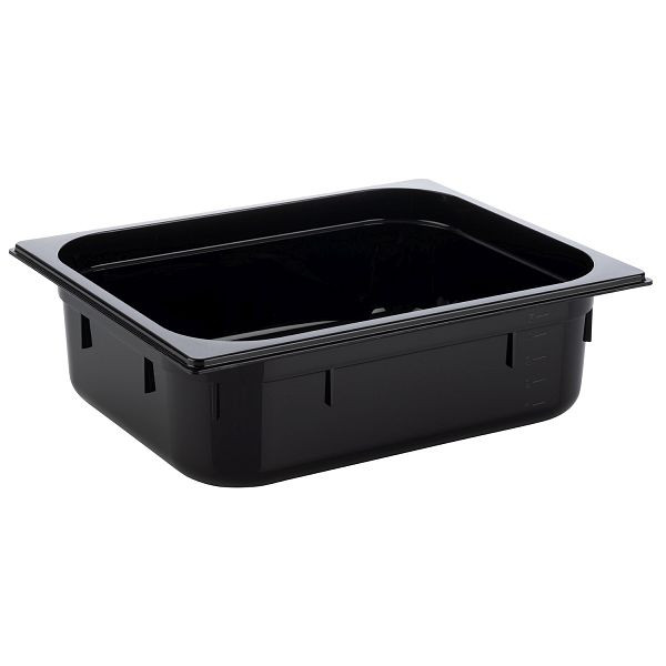 APS GN 1/2 Behälter, 32,5 x 26,5 cm, Tiefe: 100 mm, Polycarbonat, schwarz, 5,9 Liter, 82065