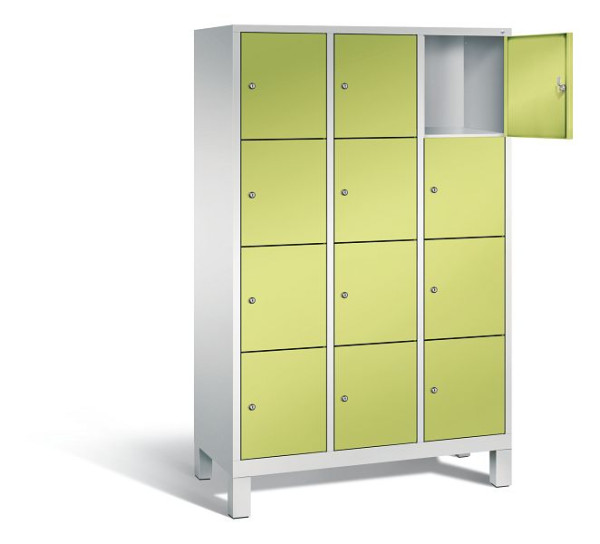 C+P Schließfachschrank Evolo, H1850xB1200xT500mm, Farbe: Lichtgrau / Viridingrün, 48010-324 S10138