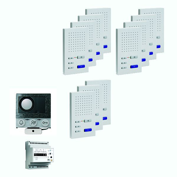TCS audio:pack Einbau für 11 Wohneinheiten, mit Einbaulautsprecher ASI12000 + 11x Freisprecher ISW3030 + Steuergerät BVS20, PAIF110/004