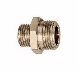 Riegler Doppelgewindenippel, Außengewinde zylindrisch - Messing vernickelt, 111371