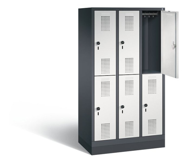 C+P Spind doppelstöckig Evolo, H1600xB900xT500mm, Farbe: Schwarzgrau / Lichtgrau, 483206-30 S10086