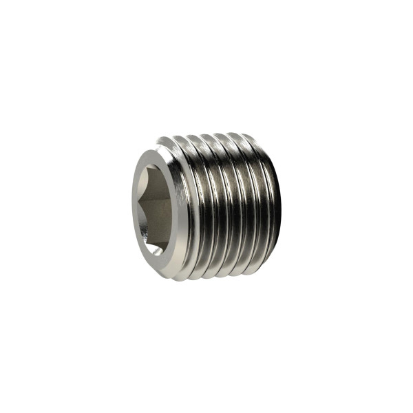 Riegler Verschlussschraube, Innensechskant, ohne Bund, M8x0,75, Messing vernickelt, 136440