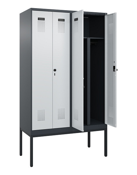 C+P PSA Doppel-Spind Evolo PLUS, Gestell, 4 Abteile, 2120x1200x500mm, 7016/7035, Drehriegel, 0490327-40P S10017