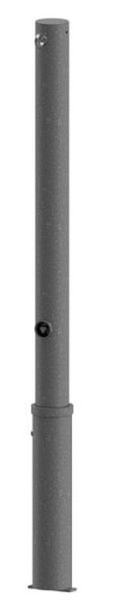 Schake Absperrpfosten Typ 4074FB -herausnehmbar- Ø 76mm, mit Dreikantverschluß, mit Flachkopf, feuerverzinkt, DB 703, incl. Bodenhülse, mit 1 Öse, 4074FB+1