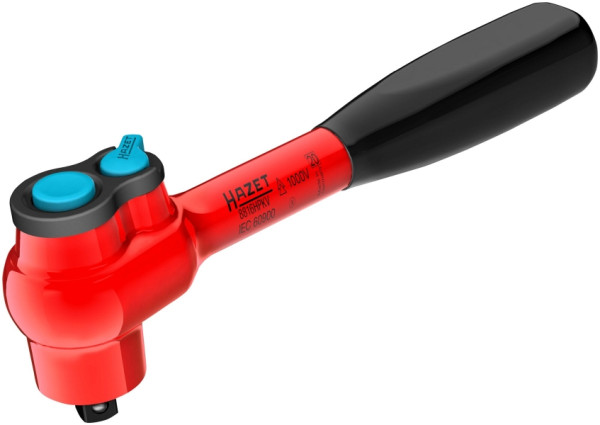 Hazet HiPer Feinzahn-Umschaltknarre, schutzisoliert, 3/8 Zoll (10 mm) Vierkant, Länge: 208 mm, 8816HPKV