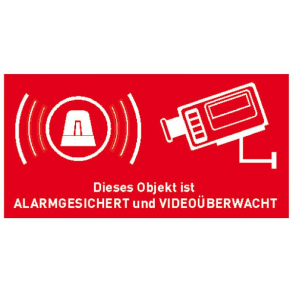 Stein HGS Hinweis-Kombischild, Dieses Ojekt ist ALARMGESICHERT und VIDEOÜBERWACHT, Folie, 4er-Bogen, 30.g5023