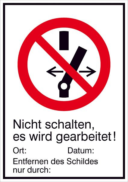 SafetyMarking Verbots-Kombischild, Nicht schalten es wird gearbeitet, BxH 26,2x37,1 cm, Kunststoff (Hart-PVC), 43.A6243