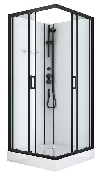 Sanotechnik Komplettduschkabine DENVER 90x90x210cm schwarz ohne Dach (Bausatz), CL12B