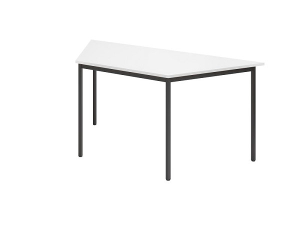 Hammerbacher Besprechungstisch Trapez VT16, 160 x 69 cm, Platte: Weiß, Vier-Fuß-Gestell Schwarz, Quadratrohr 2,5cm, Arbeitshöhe 72 cm, VVT16/W/D