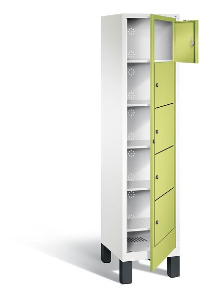 C+P Wäsche-Sammelschrank Evolo, H1850xB420xT500mm, Farbe: Verkehrsweiß / Viridingrün, 48060-105 S10145