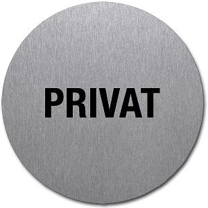 Moedel Piktogramm Privat, Edelstahl, selbstklebend, Ø 50 mm, 52523