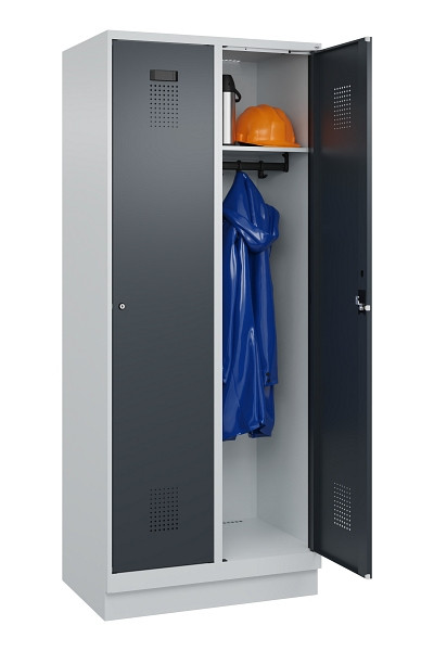 C+P Spind Evolo PLUS, mit Sockel, 2 Abteile, 1950x800x500mm, 7035/7016, Verschluss Zylinderschloss, Ablageböden 2, 049020-22 S10039