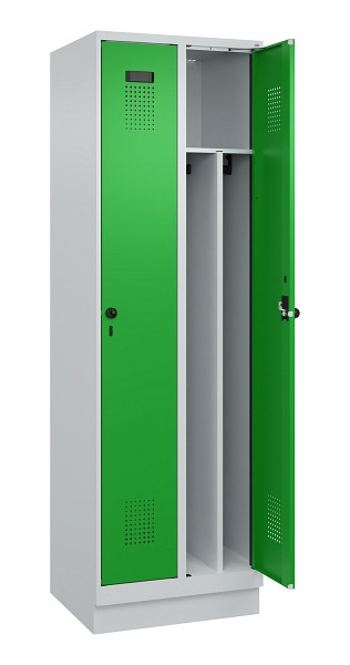 C+P Spind Evolo PLUS, mit Sockel, 2 Abteile, 1950x600x500mm, 7035/6037, Verschluss Drehriegel, 049020-20F S10011