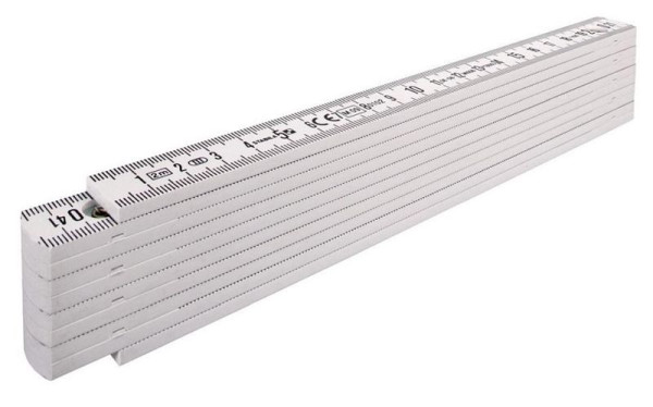STABILA Kunststoff-Gliedermaßstab Type 1107, 2 m, weiß, metrische Skala, VE: 10 Stück, 1701