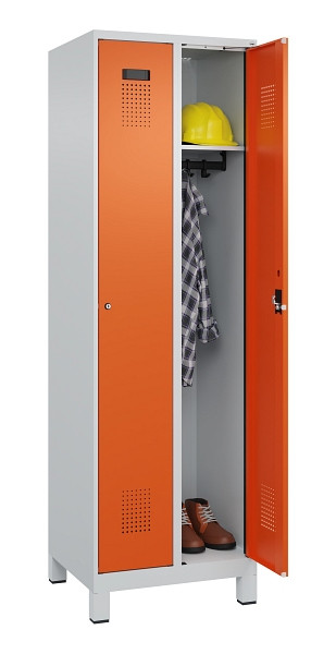 C+P Spind Evolo PLUS, mit Füßen, 2 Abteile, 1950x600x500mm, 7035/2004, Verschluss Zylinderschloss, Ablageböden 2, 049010-20 S10029