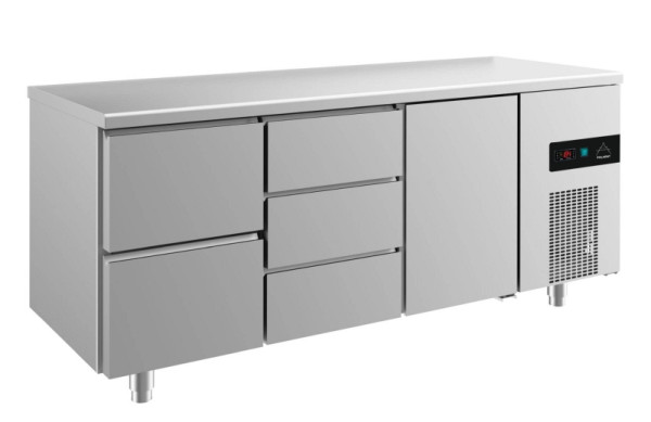 A&S Polarny Kühltisch -2 bis +8°C mit 1x Tür, 1x zwei Schubladen links und 1x drei Schubladen, 1865 x 700 x 850 mm, KT3ZDT