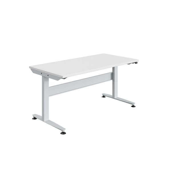 SOFAME REGULOG Arbeitstisch, elektrisch höhenverstellbar, B 2000 x T 750 x H 719 bis 1119 mm, Melamin-Arbeitsplatte 19 mm, Lichtgrau RAL 7035, W010140019GC