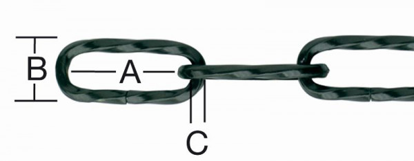 Vormann Zierkette gedreht 3,8mm schwarz gebrannt, VE: 15 Meter, 008217038SGB