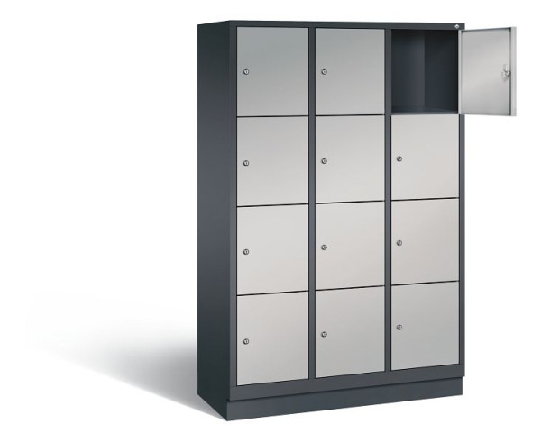 C+P Schließfachschrank Evolo, H1800xB1200xT500mm, Farbe: Schwarzgrau / Weißaluminium, 48020-324 S10218