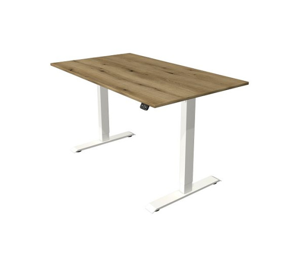 Kerkmann Sitz-/Stehtisch Move 1 weiß/silber, B 1400 x T 800 mm, elektrisch höhenverstellbar von 740-1230 mm, Eiche, 10358355
