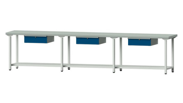 ANKE Werkbänke Arbeitstisch, Modell 103, 4050 x 700 x 900 mm, RAL 7035/5010, ZBP 50 mm, 400.547