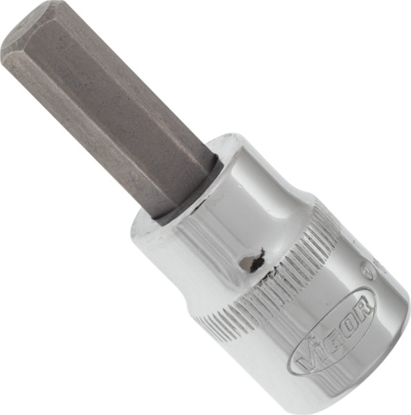 VIGOR Schraubendreher-Einsatz, Vierkant hohl 10 mm (3/8 Zoll), Innen-Sechskant Profil, 8 mm, Länge: 49 mm, für Handbetätigung, V2280N