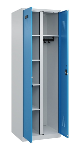 C+P Wäsche-/Garderobenspind Evolo PLUS, 2 Abteile, 1850x600x500mm, 7035/5012, Zylinderschloss, 049600-20 S10034