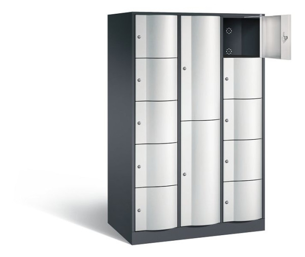 C+P Kombi-Schließfachschrank Resisto, H1950xB1148xT640mm, Farbe: Schwarzgrau / Lichtgrau, 8070-3731 S10006