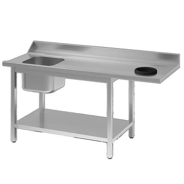 Gastro-Inox Spültische aus Edelstahl AISI 304 mit Abfallöffnung R und Becke/Anschluss L, 1000(L)x700(T)x900(H)mm, 305.090