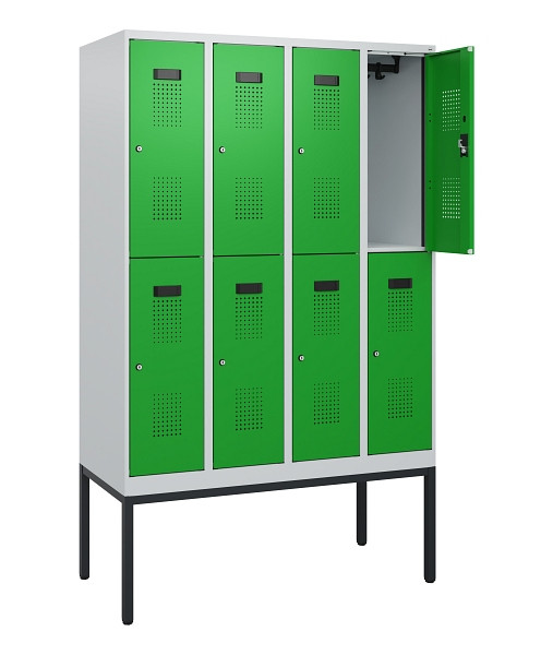 C+P Doppelstock-Spind Evolo PLUS, Gestell, 8 Fächer, 1950x1200x500mm, 7035/6037, Zylinderschloss, 0493305-40 S10038