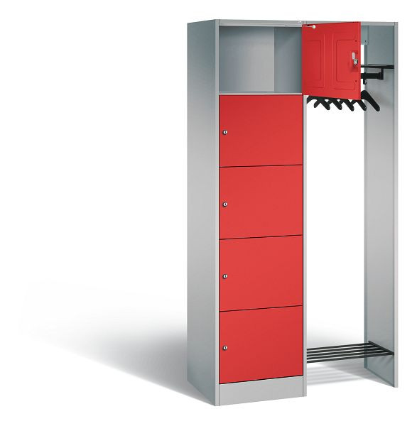 C+P Offene Garderobe Serie 8070, H1950xB960xT480mm, Farbe: Weißaluminium / feuerrot, 82700-00 S10336