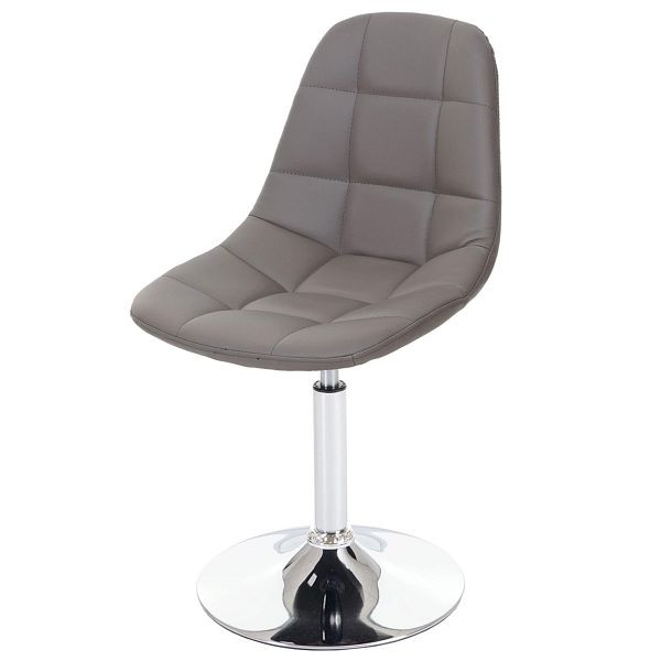 Mendler Esszimmerstuhl HWC-A60, Stuhl Drehstuhl, Retro 50er Jahre Design, Kunstleder taupe-grau, Chromfuß, 74863