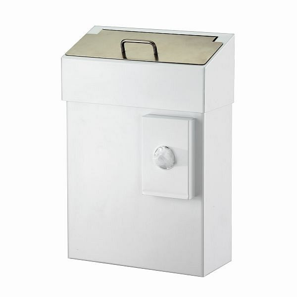 Air Wolf Hygieneabfallbehälter mit 10 Liter Volumen, Serie Omikron II, H x B x T: 420 x 285 x 145 mm, Stahl weiß, 35-778