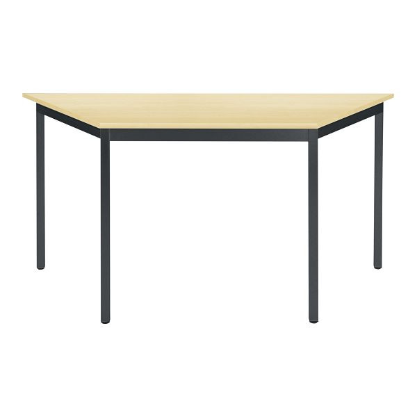 Bisley Mehrzwecktisch, Trapezförmig, Breite 1400 mm, Tiefe 700 mm, 25mm Tischstärke, 333 schwarz x MP ahorn, MTC25T1407MP333