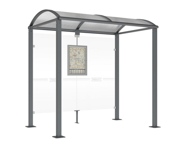 Procity Wartehalle Vierkantrohr - Ohne Seitenverkleidungen, Farbe Procity grau, Maße: Breite 2500 x Höhe 2560 x Tiefe 1600 mm, 529208.GPRO
