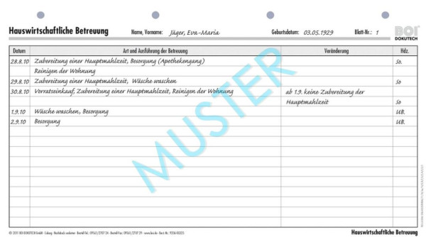 BOI Hauswirtschaftliche Betreuung, VE: 50 Stück, 9206-00325