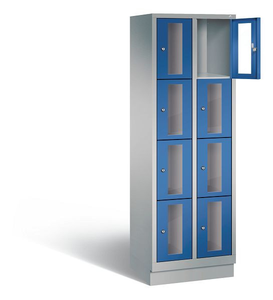 C+P Schließfachschrank Classic, H1800xB610xT500mm, Farbe: Weißaluminium / Enzianblau, 8020A204 S10011