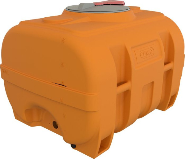 Cemo PE-Fass 600 l kofferförmig, mit Klappdeckel 380 Orange RAL2003, mit Schwallwand, 12234