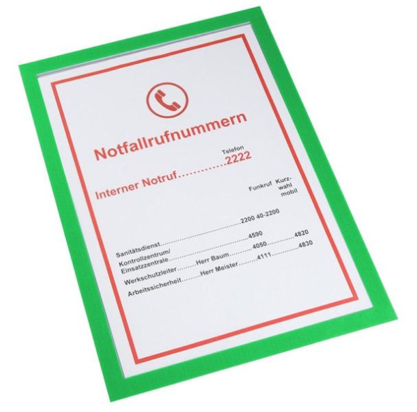 Eichner Selbstklebender Magnetrahmen DIN A4, Vorderseite aufklappbar / Rückseite selbstklebend, Farbe: Grün, VE: 5 Stück, 9015-00595-030