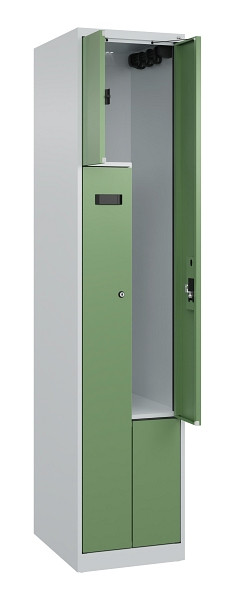 C+P Z-Spind Evolo PLUS, 2 Fächer, 1850x400x500mm, 7035/6011, Zylinderschloss, 049003-122 S10037