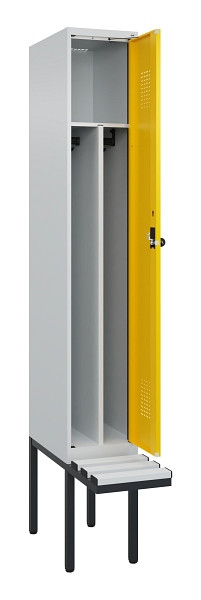 C+P Spind Evolo PLUS, 1 Abteile, 2120x300x815mm, 7035/1023, Haken 4, Drehriegel, Material Sitzfläche Kunststoff, 0490407-10F S10055