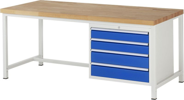 RAU Werkbank Serie 8000 - Modell 8262, B2000 x T900 x H840-1040 mm, Systemunterbau B1995 x T850 x H800-1000 mm, 03-8262A1-209B4H.11