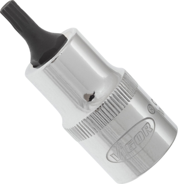 VIGOR Innenvielzahn Schraubendreher-Einsatz (XZN), Vierkant hohl 12,5 mm (1/2 Zoll), Innen Vielzahn Profil XZN, M5, Länge: 55 mm, VE: 5 Stück, V2094