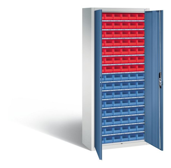 C+P Magazinschrank Serie 13, H1690xB700xT300mm, Farbe: Lichtgrau / Fernblau, Muldengriff, 133413-25 S10036