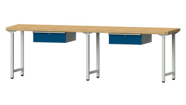 ANKE Werkbänke Arbeitstisch, Modell 93, 2800 x 700 x 850 mm, RAL 7035/5010, BMP 50 mm, 400.418