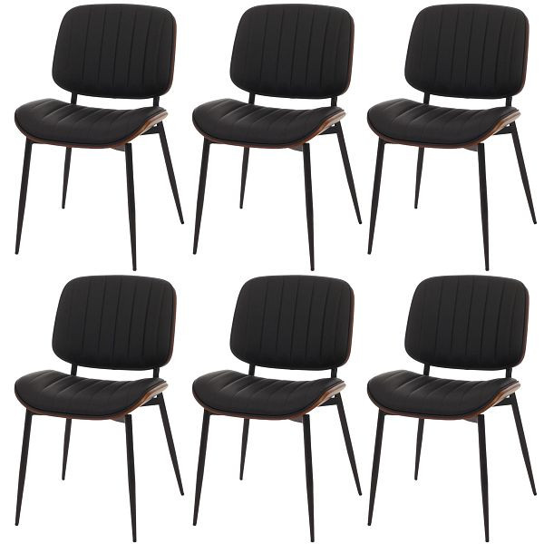 Mendler 6er-Set Esszimmerstuhl HWC-O44, Küchenstuhl Stuhl, Bugholz Kunstleder Öko-Tex FSC®, Walnuss-Optik, schwarz, 3x118200