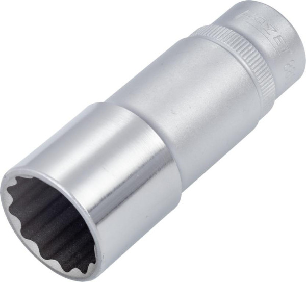 Hazet Steckschlüsseleinsatz, Doppelsechskant, Vierkant hohl 10 mm (3/8 Zoll), 19 mm, Lange Ausführung Mit Rändelung, 880TZ-19