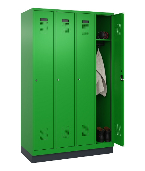 C+P Spind Evolo PLUS, mit Sockel, 4 Abteile, 1950x1200x500mm, 6037/6037, Verschluss Zylinderschloss, Ablageböden 4, 049020-40 S10053